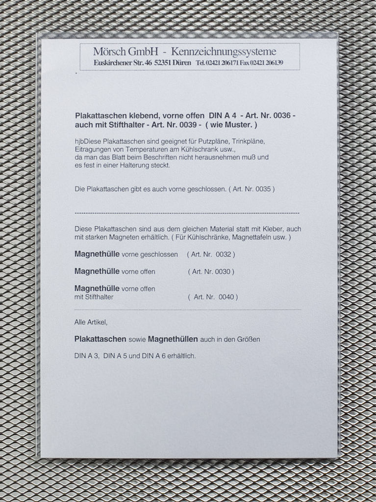Mörsch GmbH Kennzeichnungssysteme - Magnethüllen DIN A5